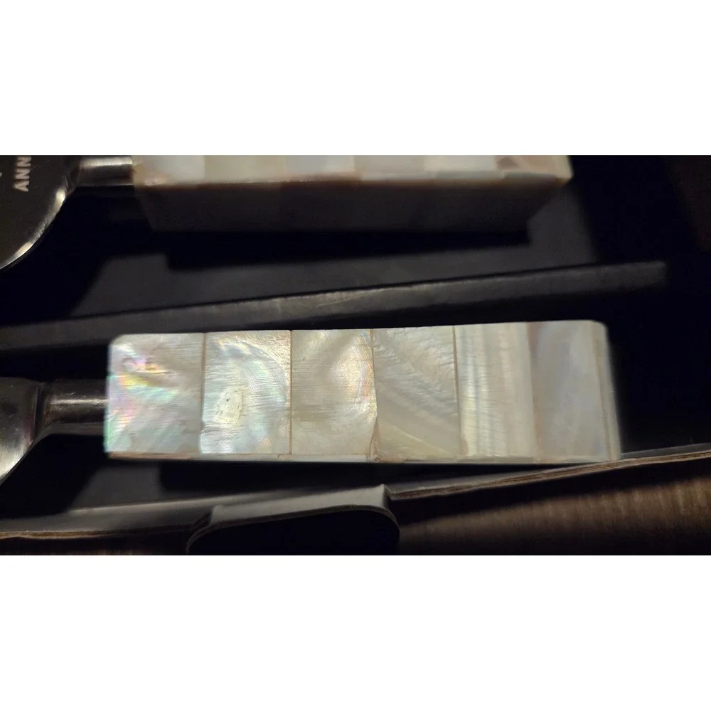 Anna New York Mother of Pearl Cheese Knives Set of 2 Stainless Steel Servingware